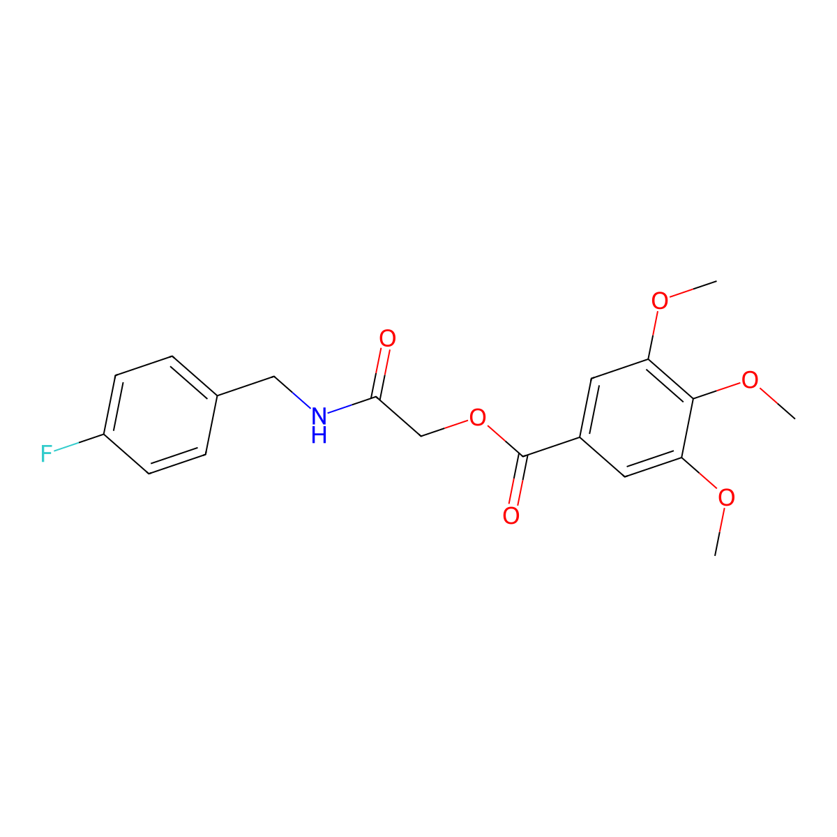{[(4-Fluorophenyl)methyl]carbamoyl}methyl 3,4,5-trimethoxybenzoate molecular structure, CAS 380553-47-9