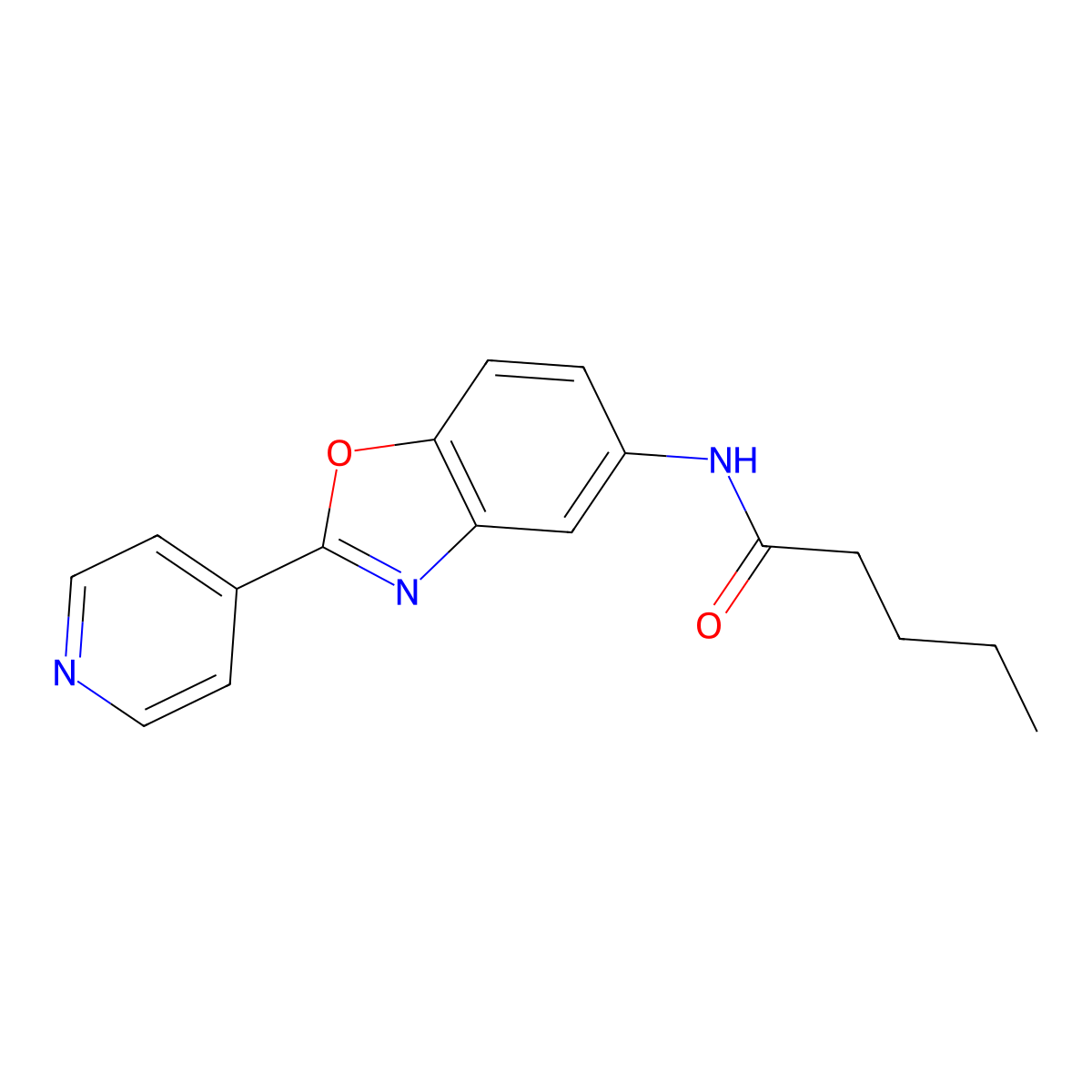 N-(2-pyridin-4-yl-1,3-benzoxazol-5-yl)pentanamide molecular structure, CAS 380556-39-8