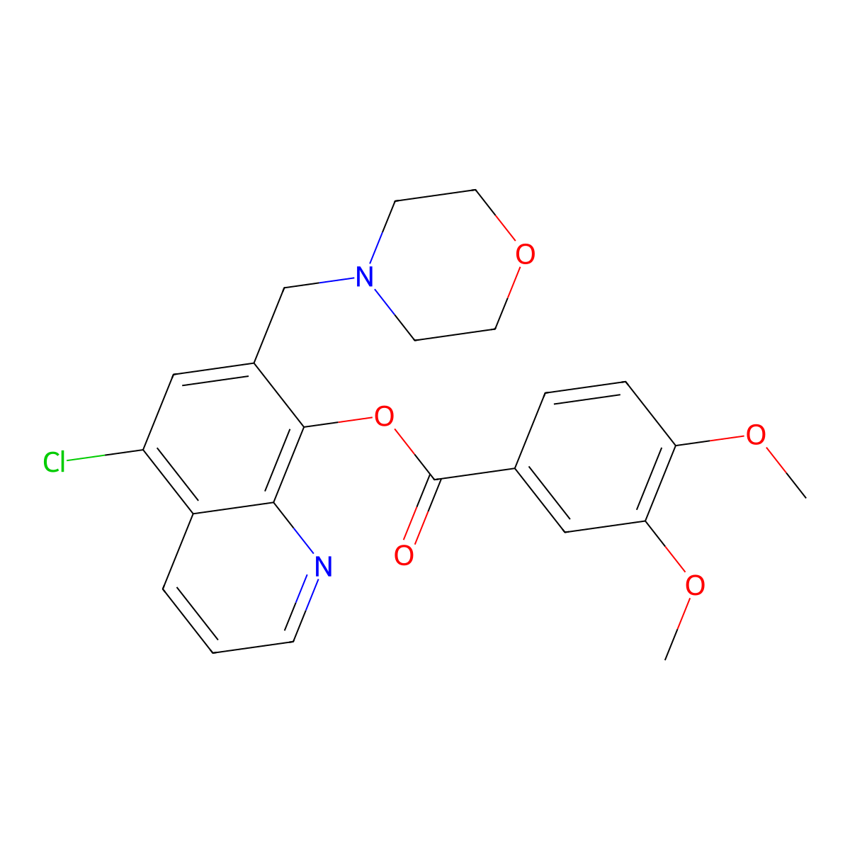 5-Chloro-7-(morpholin-4-ylmethyl)-8-quinolyl 3,4-dimethoxybenzoate molecular structure, CAS 380556-52-5