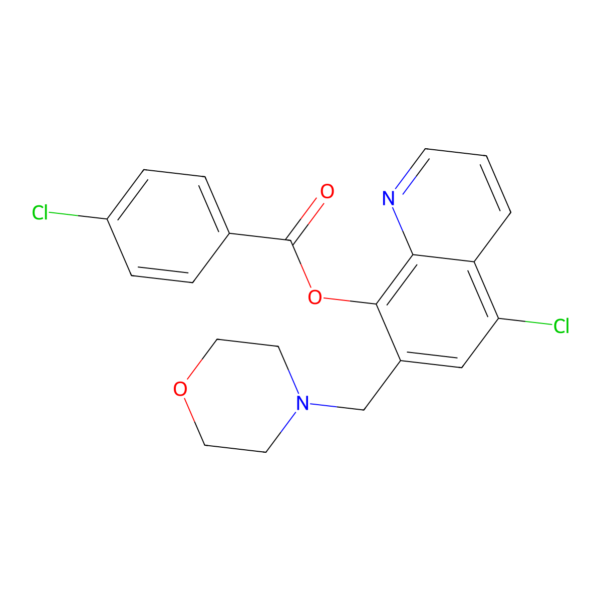 5-Chloro-7-(morpholinomethyl)quinolin-8-yl 4-chlorobenzoate molecular structure, CAS 380556-60-5