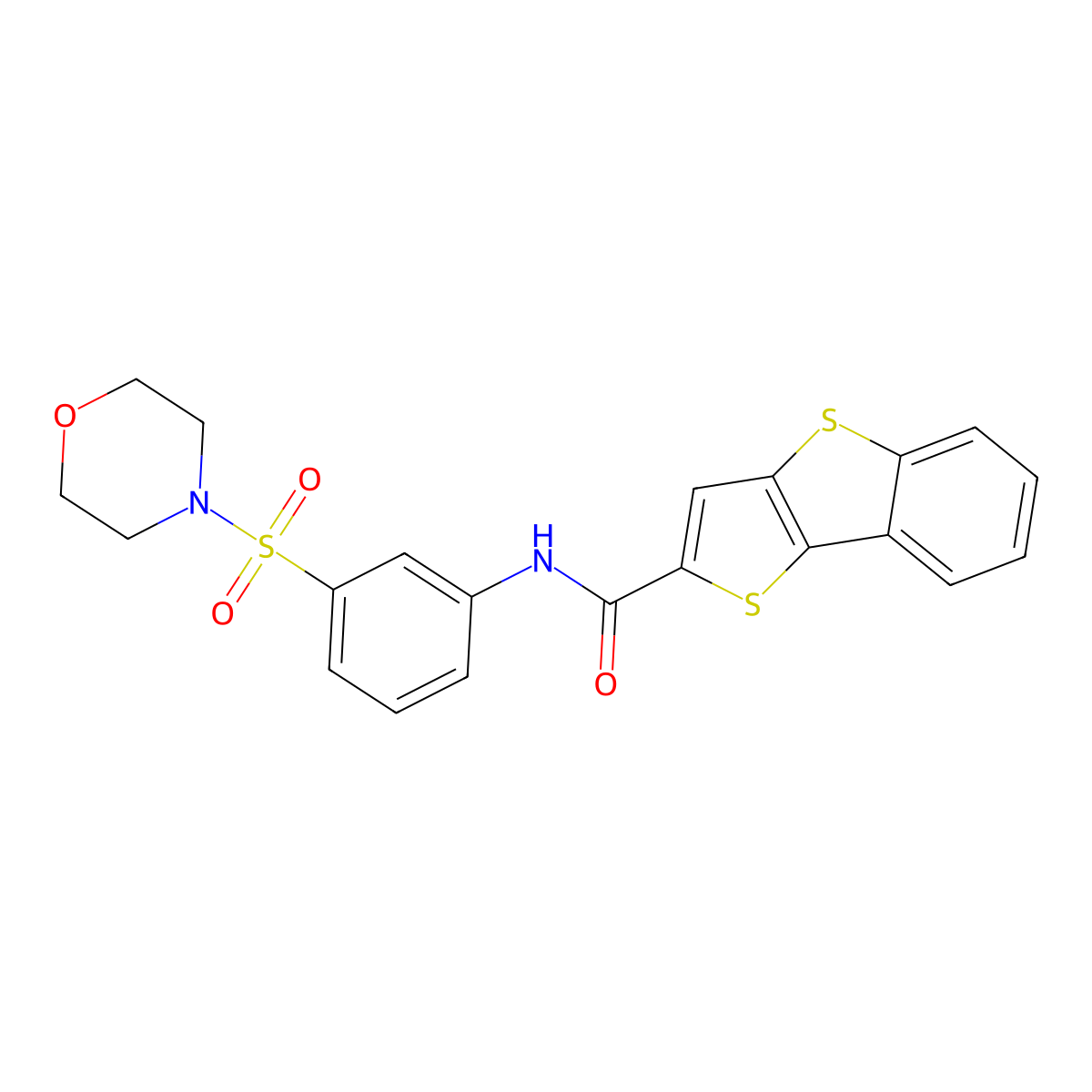 N-(3-morpholin-4-ylsulfonylphenyl)thieno[3,2-b][1]benzothiole-2-carboxamide molecular structure, CAS 380557-24-4