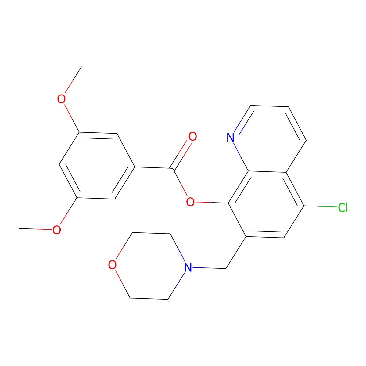 5-Chloro-7-(morpholin-4-ylmethyl)-8-quinolyl 3,5-dimethoxybenzoate molecular structure, CAS 380557-31-3