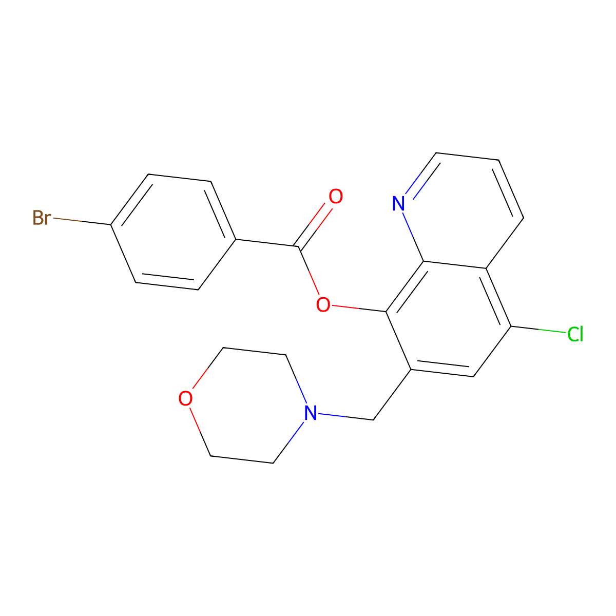 5-Chloro-7-(morpholin-4-ylmethyl)-8-quinolyl 4-bromobenzoate molecular structure, CAS 380557-39-1