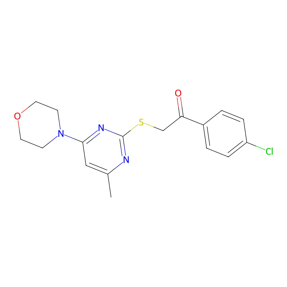 1-(4-Chlorophenyl)-2-((4-methyl-6-morpholinopyrimidin-2-yl)thio)ethanone molecular structure, CAS 380557-71-1