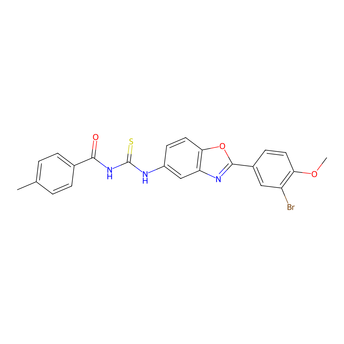 N-[[2-(3-bromo-4-methoxyphenyl)-1,3-benzoxazol-5-yl]carbamothioyl]-4-methylbenzamide molecular structure, CAS 380558-31-6