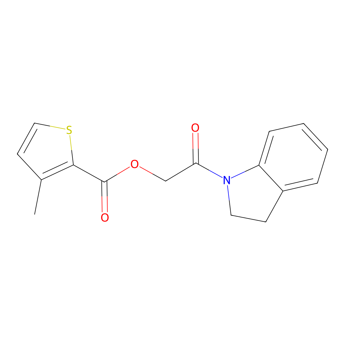 2-(2,3-dihydro-1H-indol-1-yl)-2-oxoethyl 3-methylthiophene-2-carboxylate molecular structure, CAS 380558-70-3