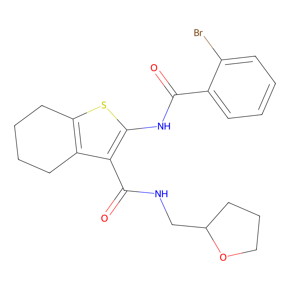 2-(2-bromobenzamido)-N-((tetrahydrofuran-2-yl)methyl)-4,5,6,7-tetrahydrobenzo[b]thiophene-3-carboxamide molecular structure, CAS 380559-94-4