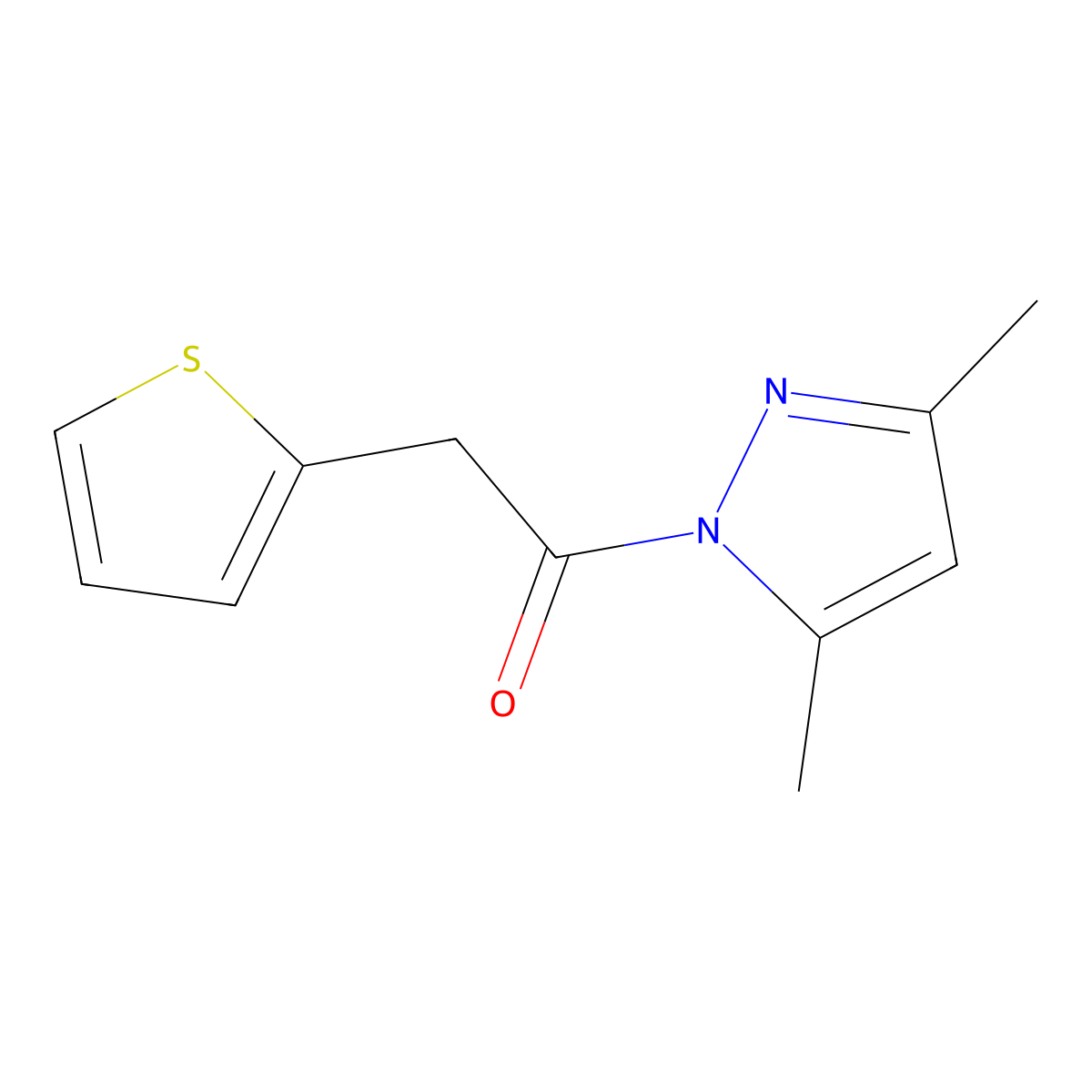 1-(3,5-dimethyl-1H-pyrazol-1-yl)-2-(thiophen-2-yl)ethan-1-one molecular structure, CAS 380560-41-8