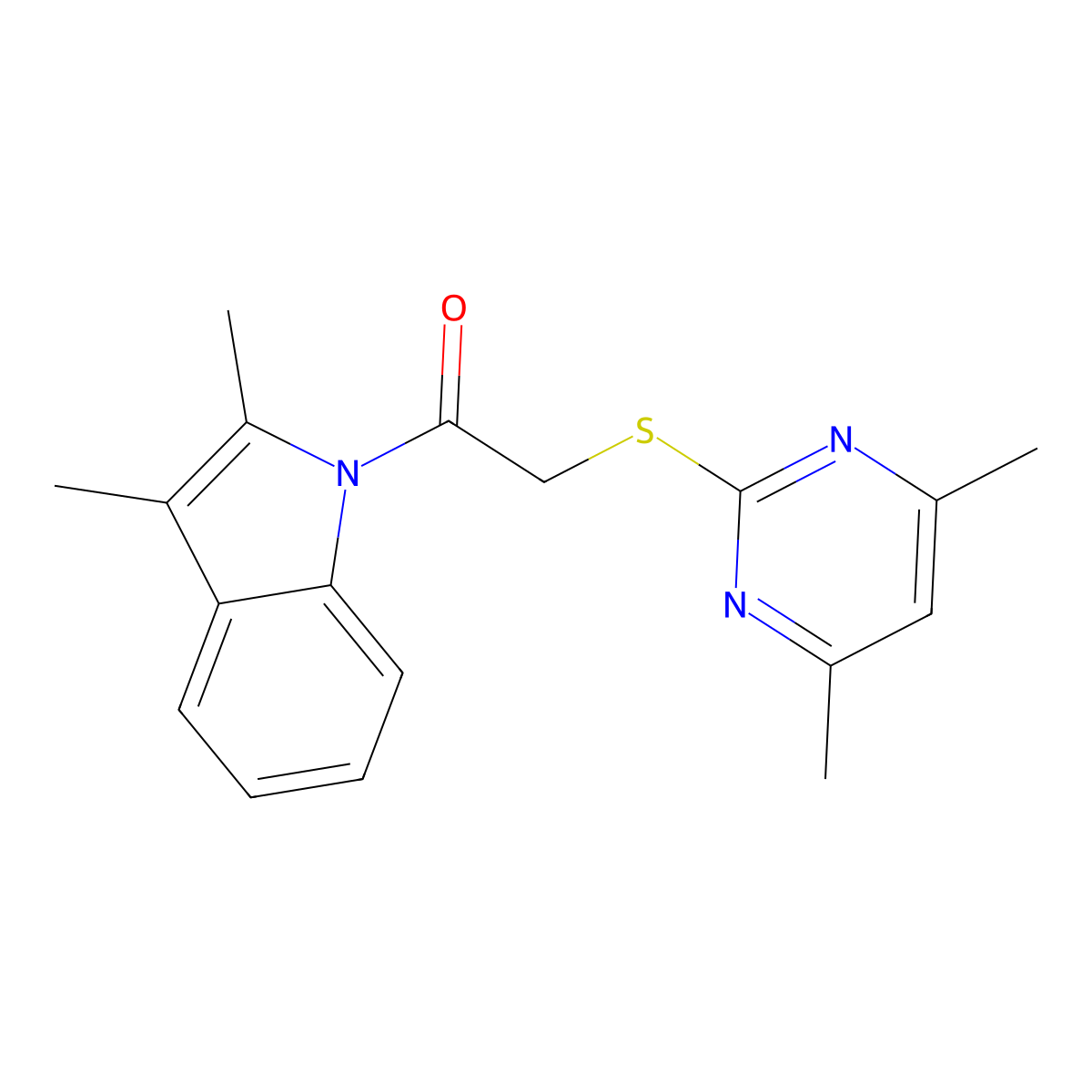 1-(2,3-Dimethylindol-1-yl)-2-(4,6-dimethylpyrimidin-2-yl)sulfanylethanone molecular structure, CAS 380560-63-4