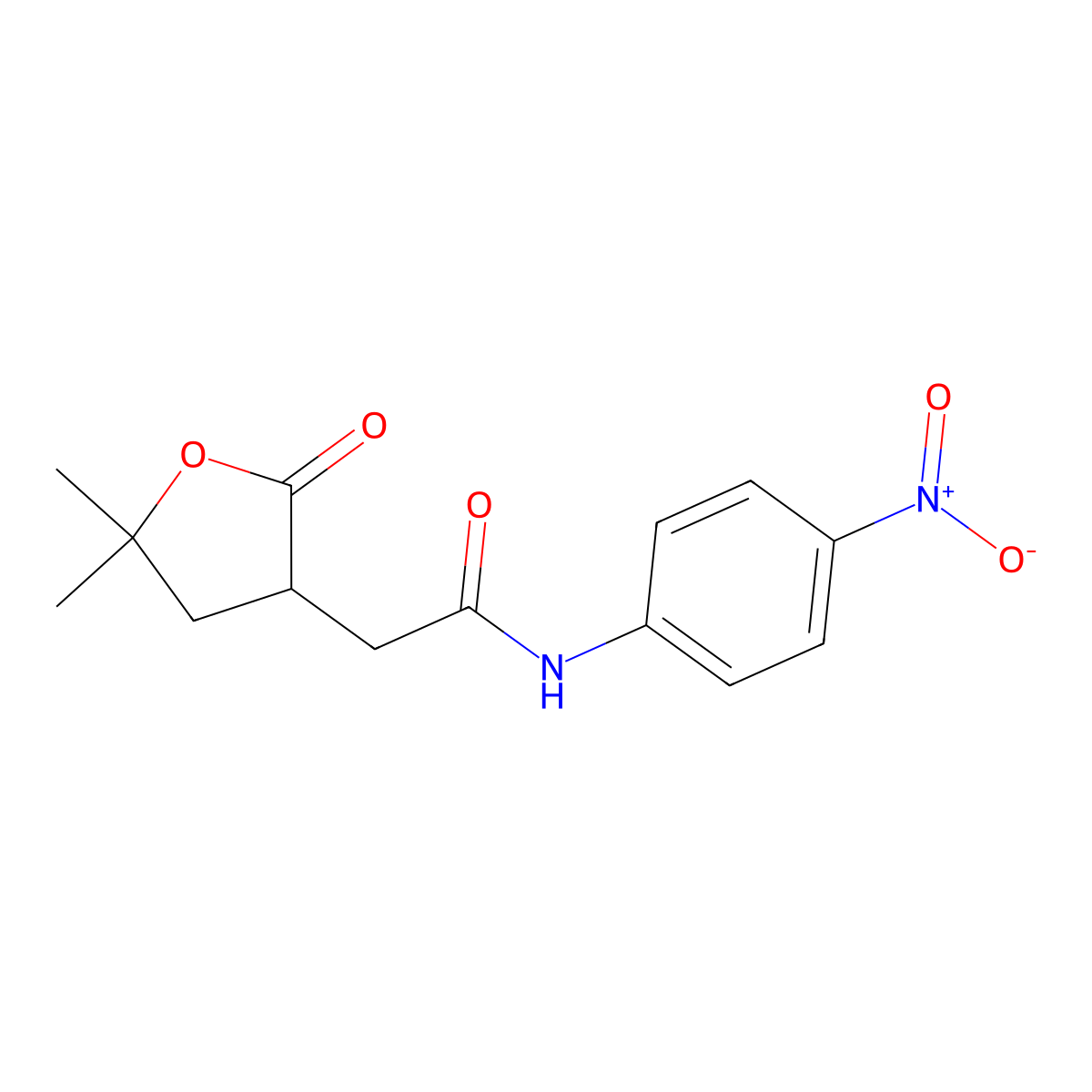 2-(5,5-dimethyl-2-oxooxolan-3-yl)-N-(4-nitrophenyl)acetamide molecular structure, CAS 380561-12-6