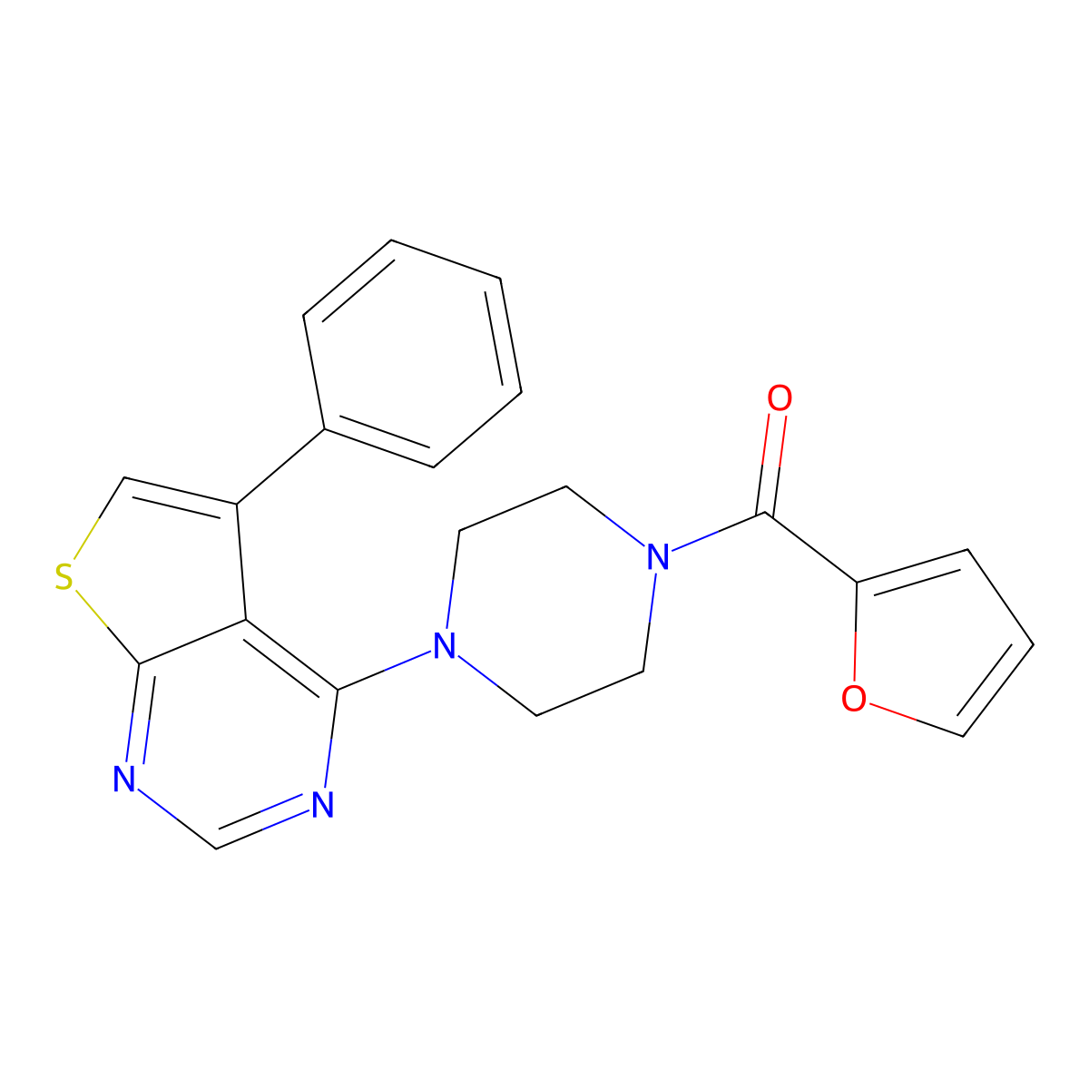 4-[4-(2-Furoyl)-1-piperazinyl]-5-phenylthieno[2,3-d]pyrimidine molecular structure, CAS 380562-72-1