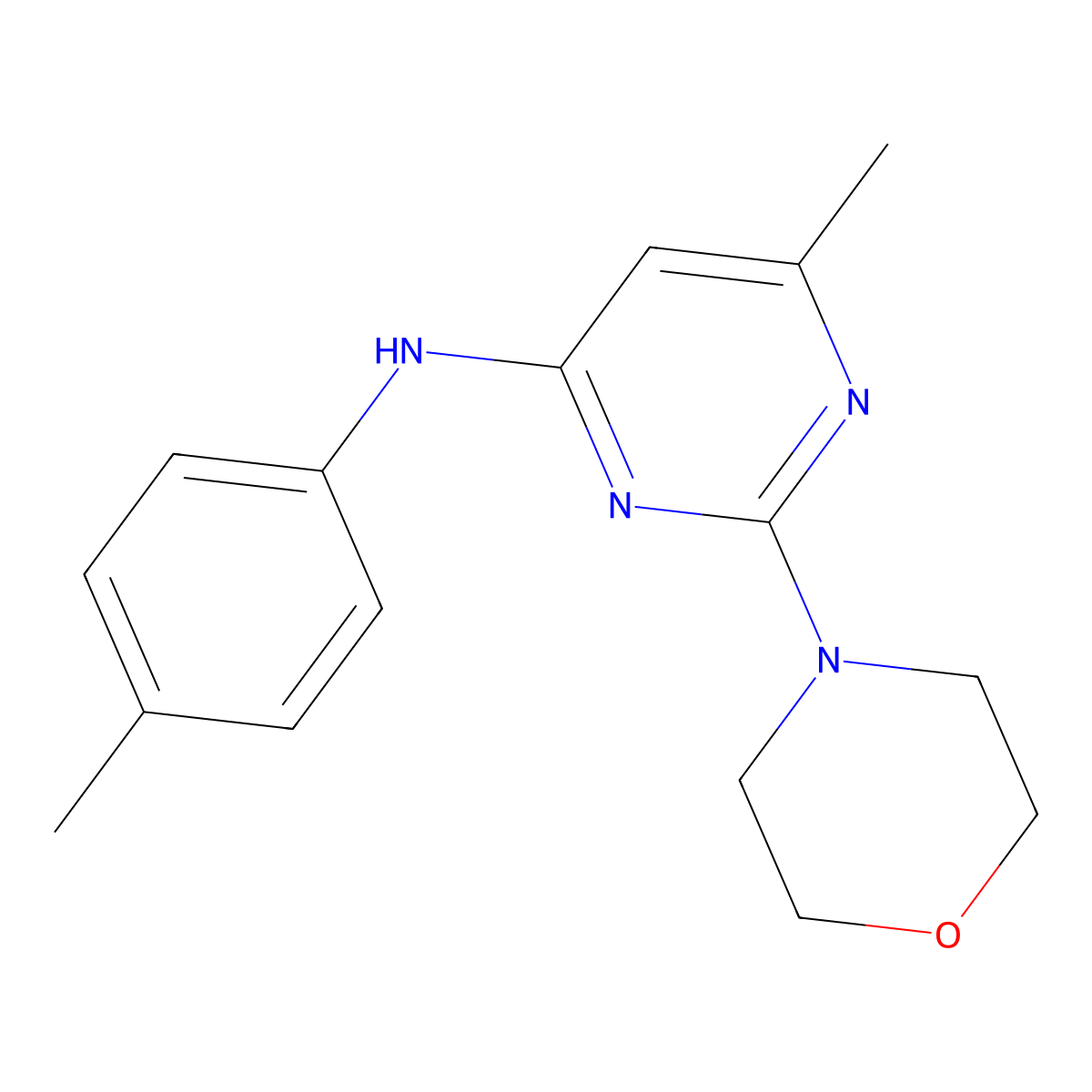 6-methyl-N-(4-methylphenyl)-2-morpholin-4-ylpyrimidin-4-amine molecular structure, CAS 380563-12-2