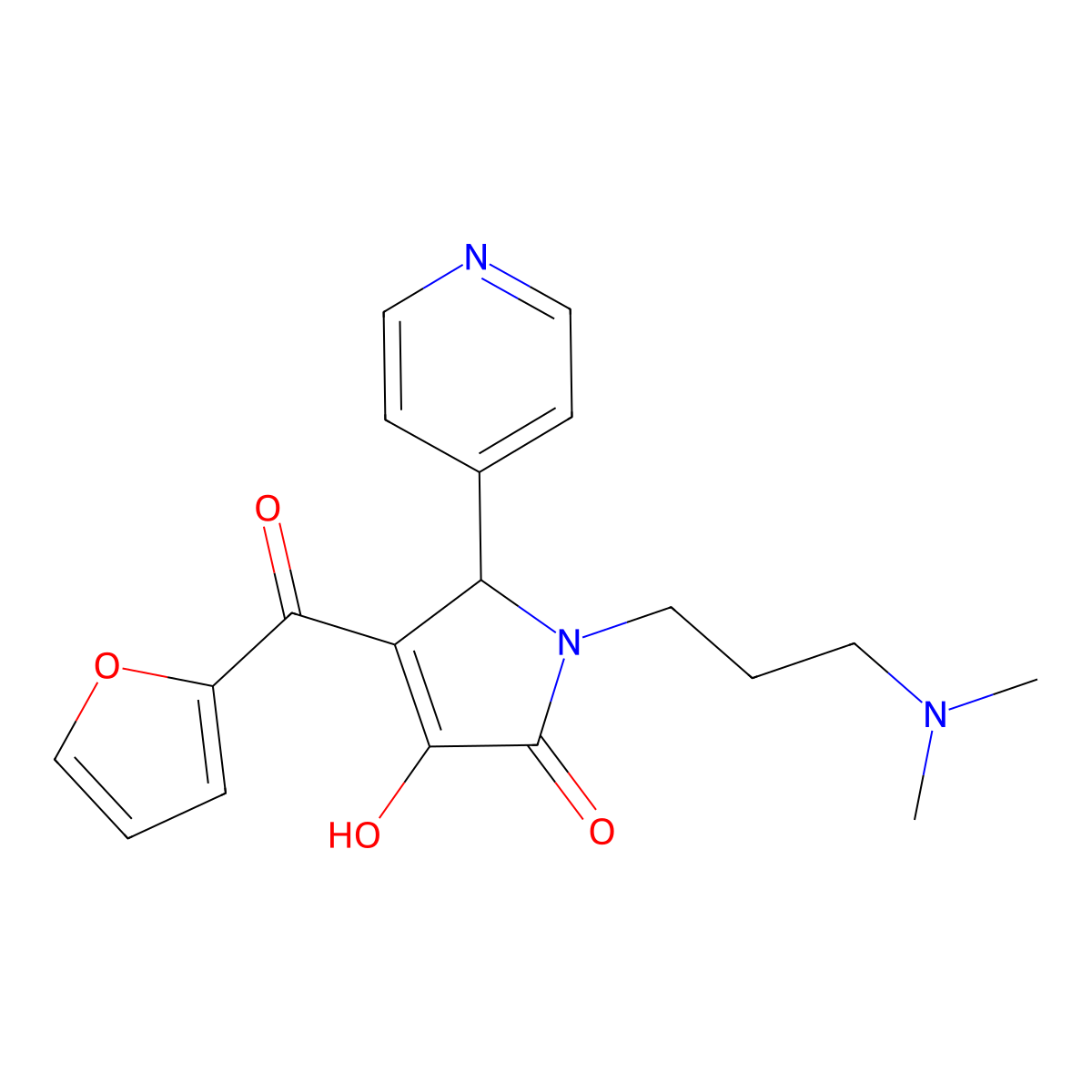1-[3-(dimethylamino)propyl]-4-(furan-2-ylcarbonyl)-3-hydroxy-5-(pyridin-4-yl)-1,5-dihydro-2H-pyrrol-2-one molecular structure, CAS 380563-35-9