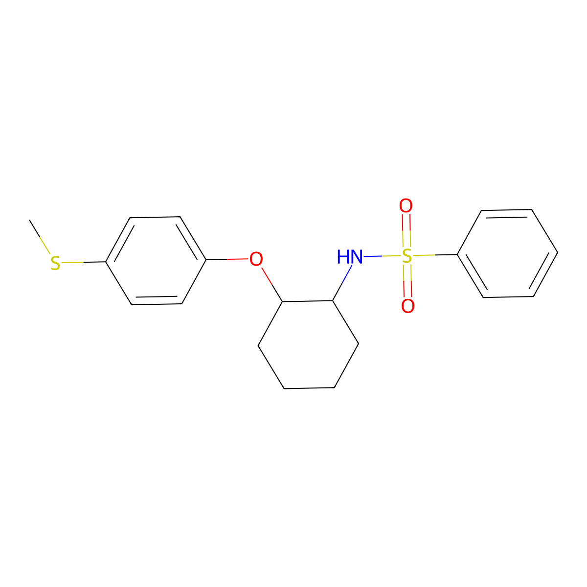 N-[2-(4-methylsulfanylphenoxy)cyclohexyl]benzenesulfonamide molecular structure, CAS 380564-14-7