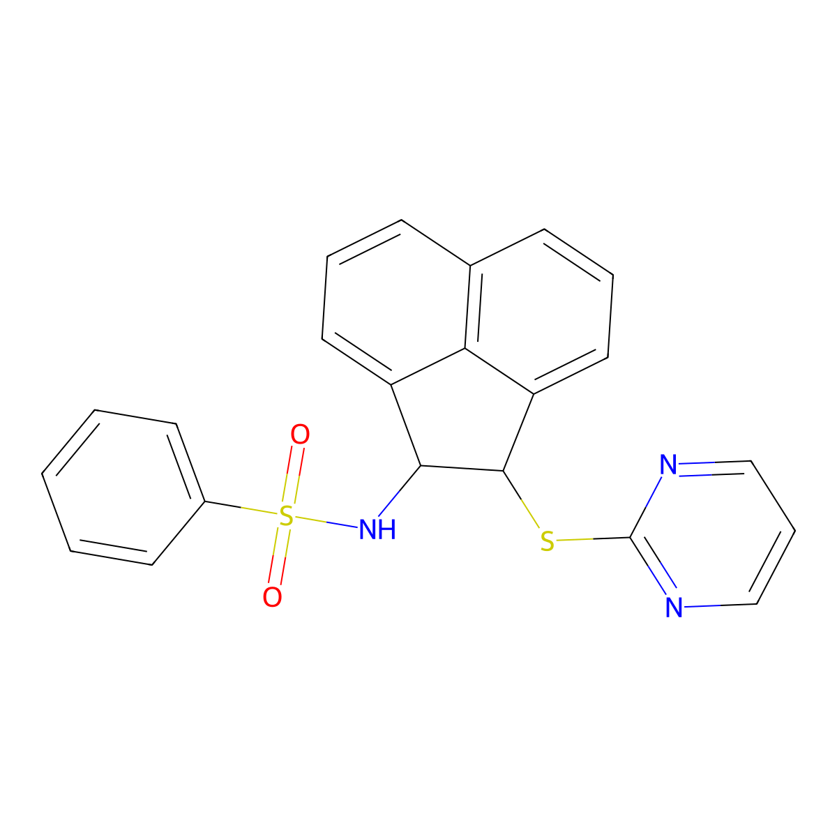 N-[2-(Pyrimidin-2-ylsulfanyl)-acenaphthen-1-yl]-benzenesulfonamide molecular structure, CAS 380564-22-7