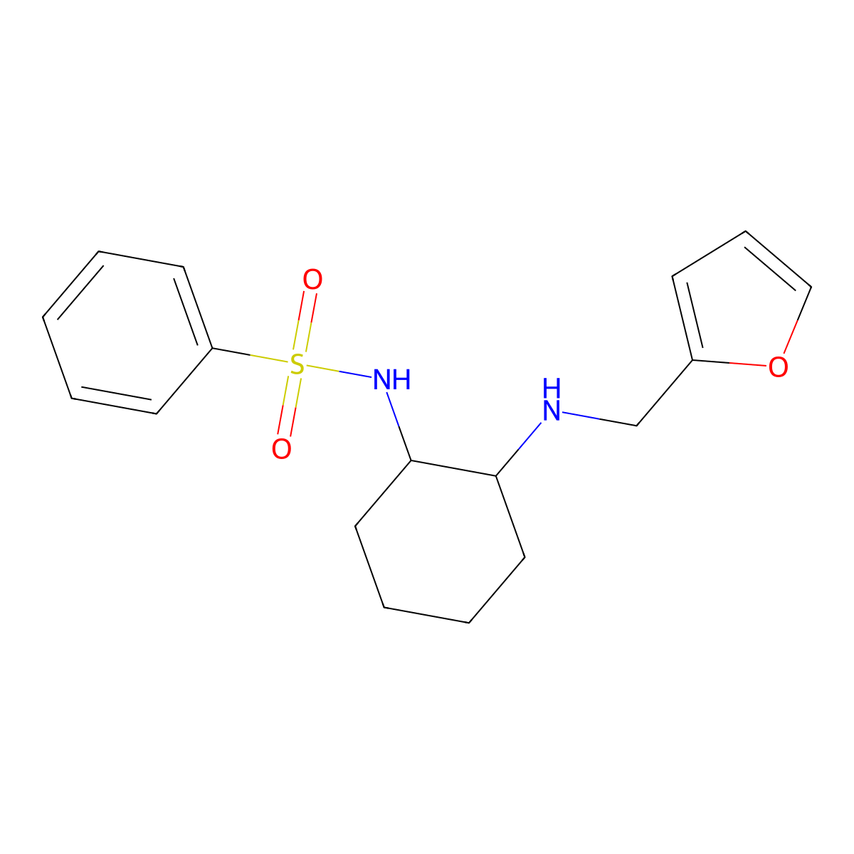 N-[2-(furan-2-ylmethylamino)cyclohexyl]benzenesulfonamide molecular structure, CAS 380564-30-7