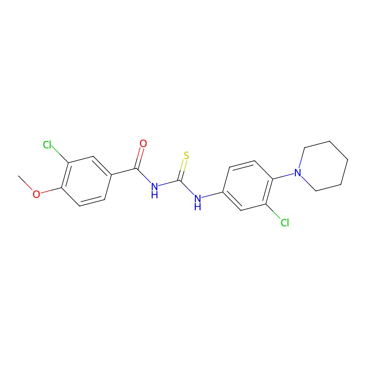3-chloro-N-[(3-chloro-4-piperidin-1-ylphenyl)carbamothioyl]-4-methoxybenzamide molecular structure, CAS 380564-41-0