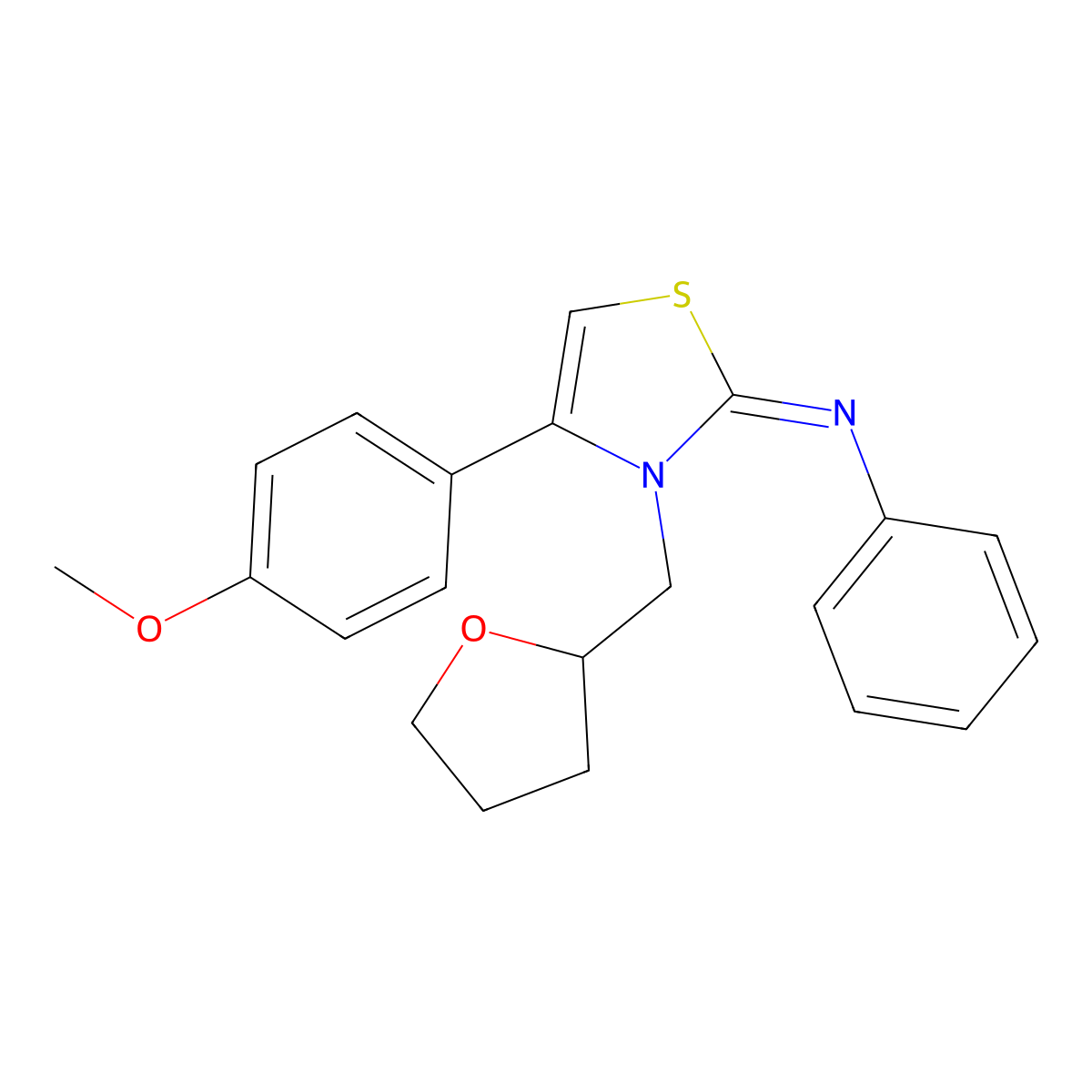 (Z)-N-(4-(4-methoxyphenyl)-3-((tetrahydrofuran-2-yl)methyl)thiazol-2(3H)-ylidene)aniline molecular structure, CAS 380564-97-6