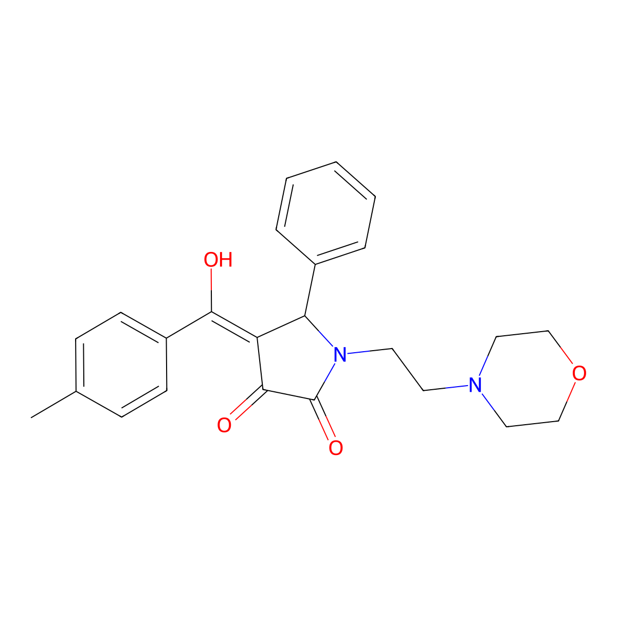 4-[Hydroxy-(4-methylphenyl)methylidene]-1-(2-morpholin-4-ylethyl)-5-phenylpyrrolidine-2,3-dione molecular structure, CAS 380565-09-3
