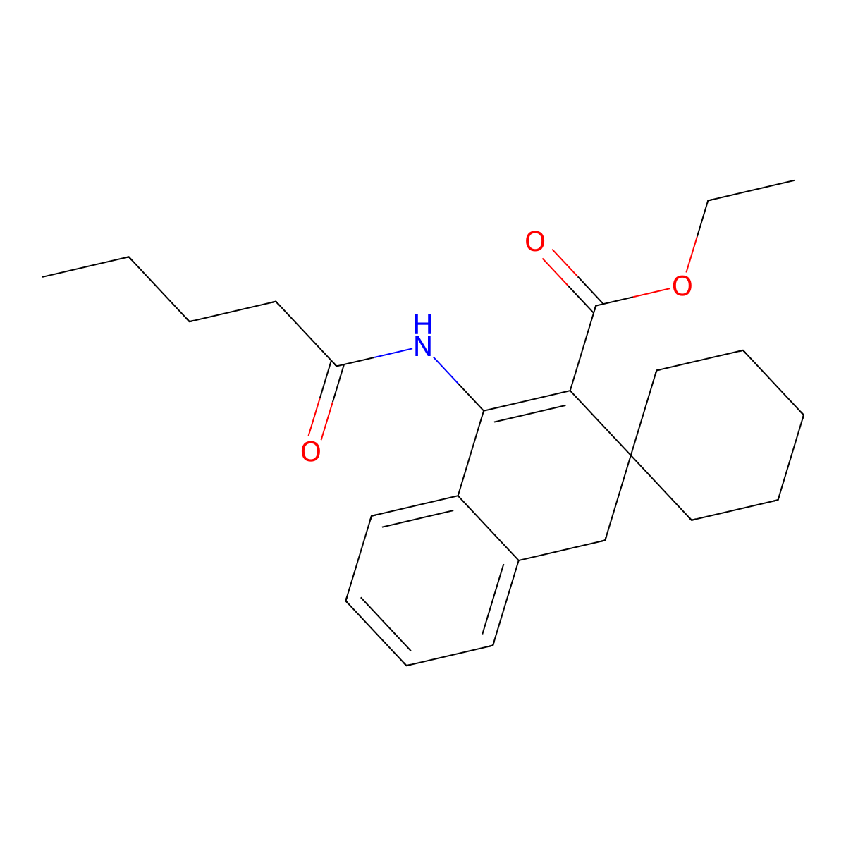 ethyl 1-(pentanoylamino)spiro[4H-naphthalene-3,1'-cyclohexane]-2-carboxylate molecular structure, CAS 380565-37-7