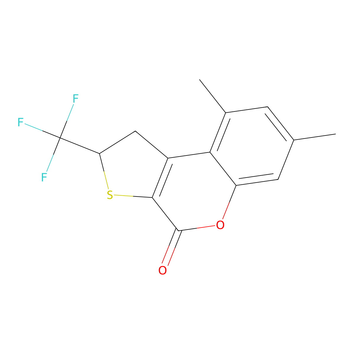 7,9-dimethyl-2-(trifluoromethyl)-1,2-dihydro-4H-thieno[2,3-c]chromen-4-one molecular structure, CAS 380565-51-5