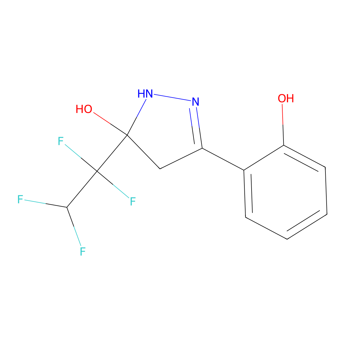 3-(2-hydroxyphenyl)-5-(1,1,2,2-tetrafluoroethyl)-4,5-dihydro-1H-pyrazol-5-ol molecular structure, CAS 380566-48-3