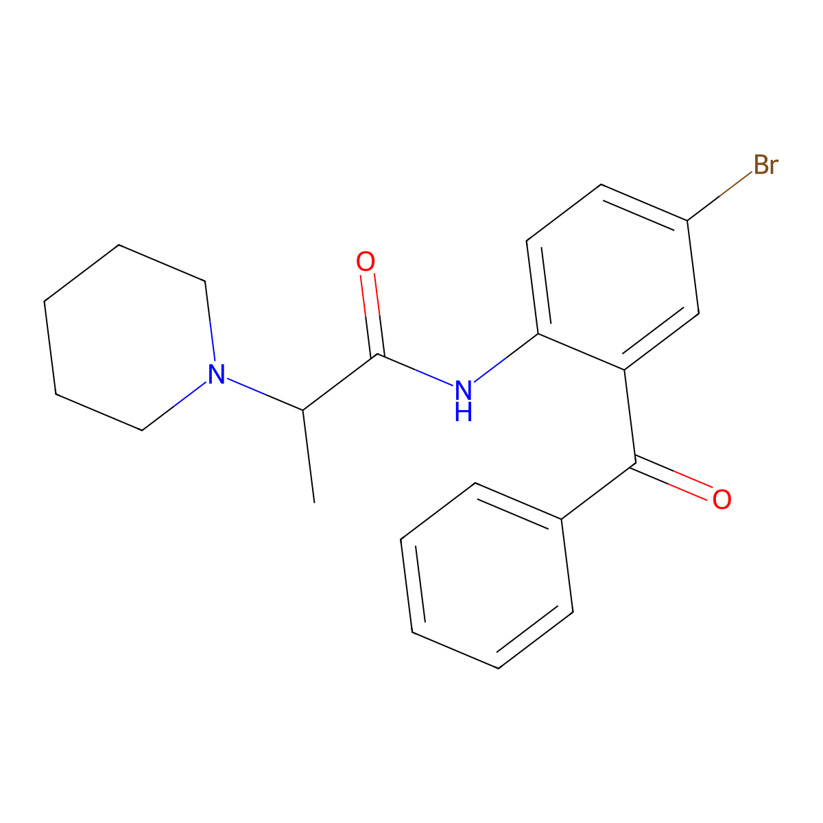 N-(2-benzoyl-4-bromophenyl)-2-(piperidin-1-yl)propanamide molecular structure, CAS 380566-55-2
