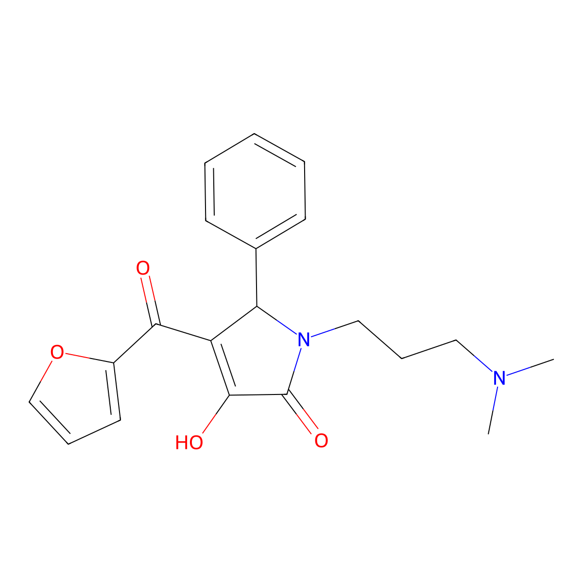 1-(3-(dimethylamino)propyl)-4-(furan-2-carbonyl)-3-hydroxy-5-phenyl-1H-pyrrol-2(5H)-one molecular structure, CAS 380568-12-7