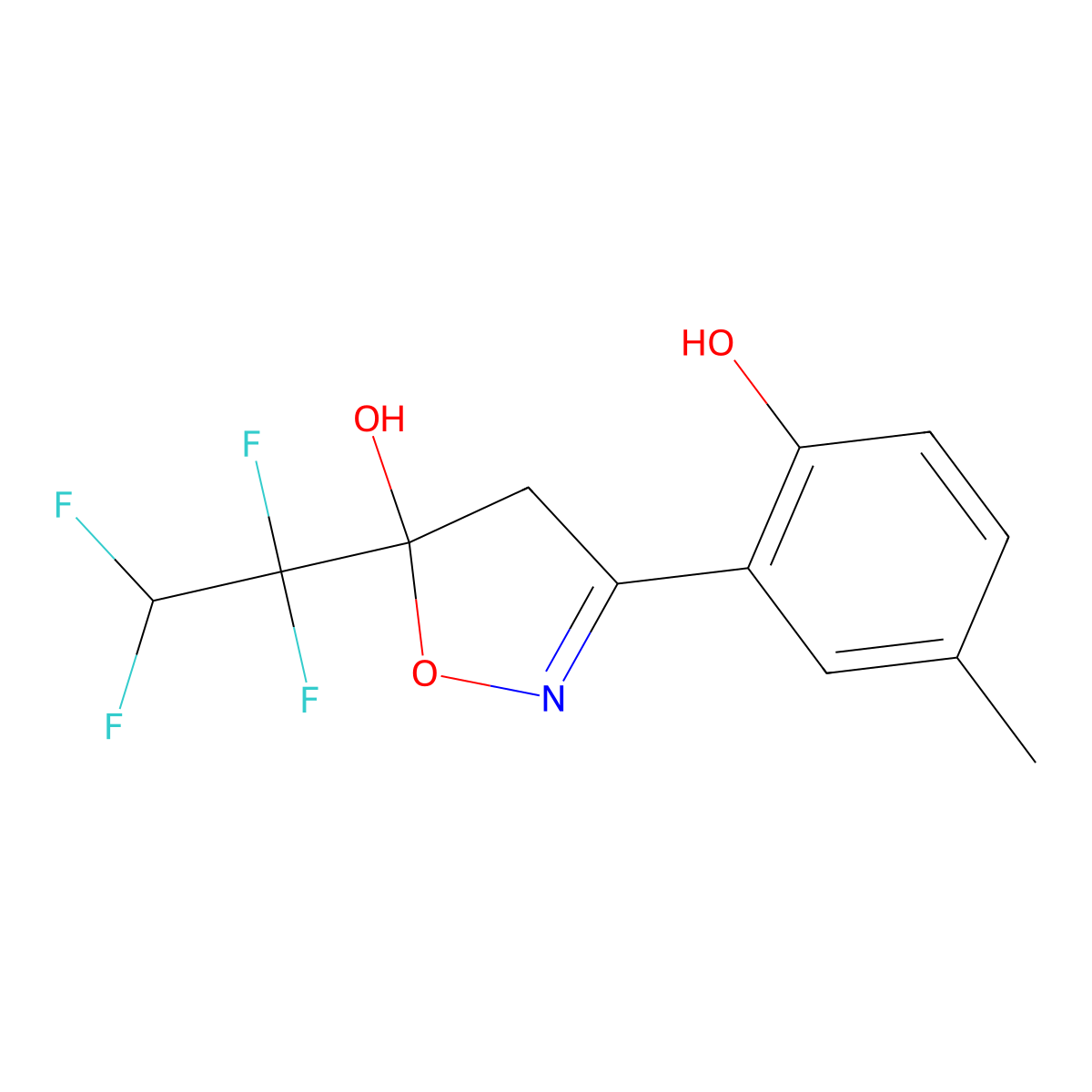 3-(2-Hydroxy-5-methylphenyl)-5-(1,1,2,2-tetrafluoroethyl)-4,5-dihydro-1,2-oxazol-5-ol molecular structure, CAS 380568-27-4