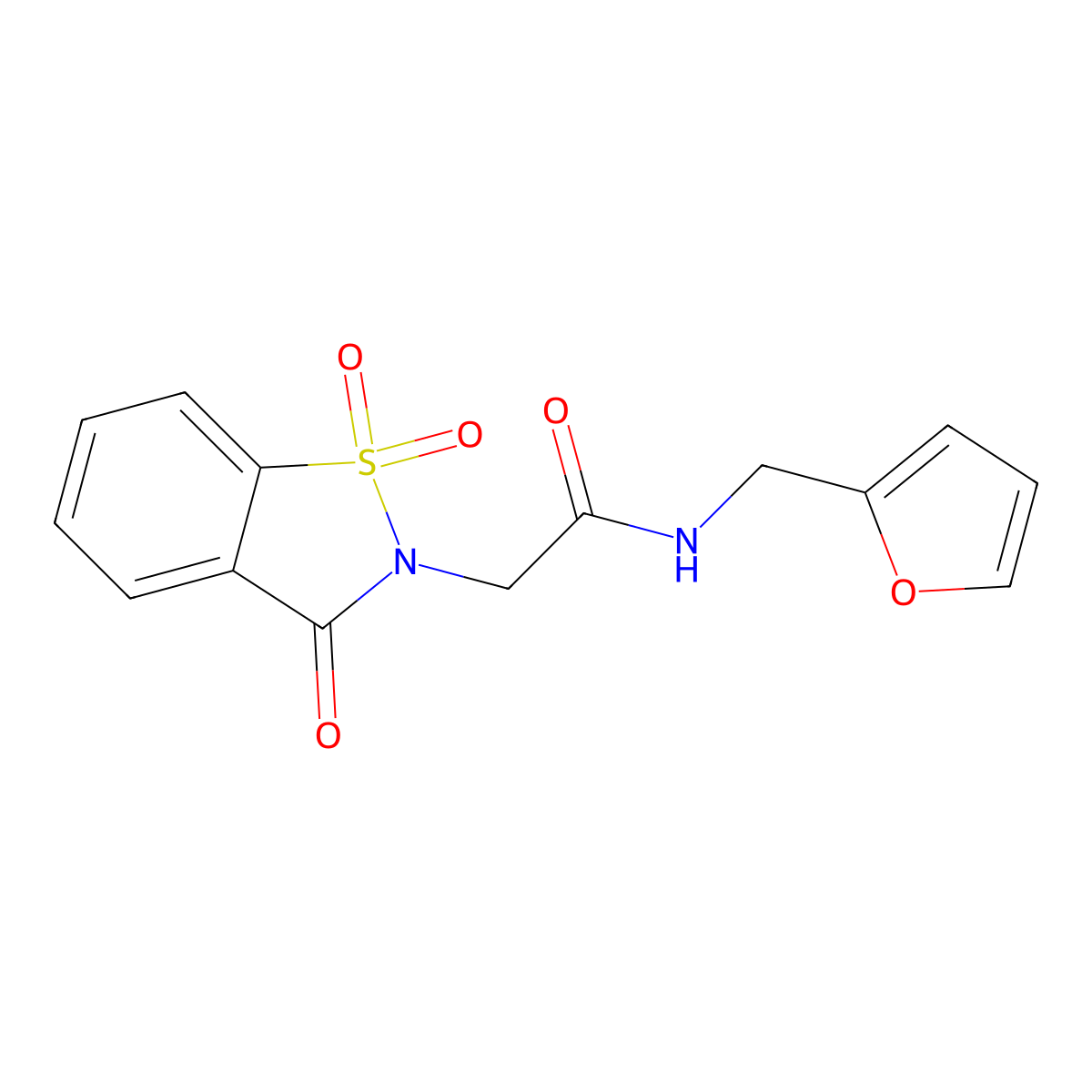N-(furan-2-ylmethyl)-2-(1,1,3-trioxo-1,2-benzothiazol-2-yl)acetamide molecular structure, CAS 380568-70-7