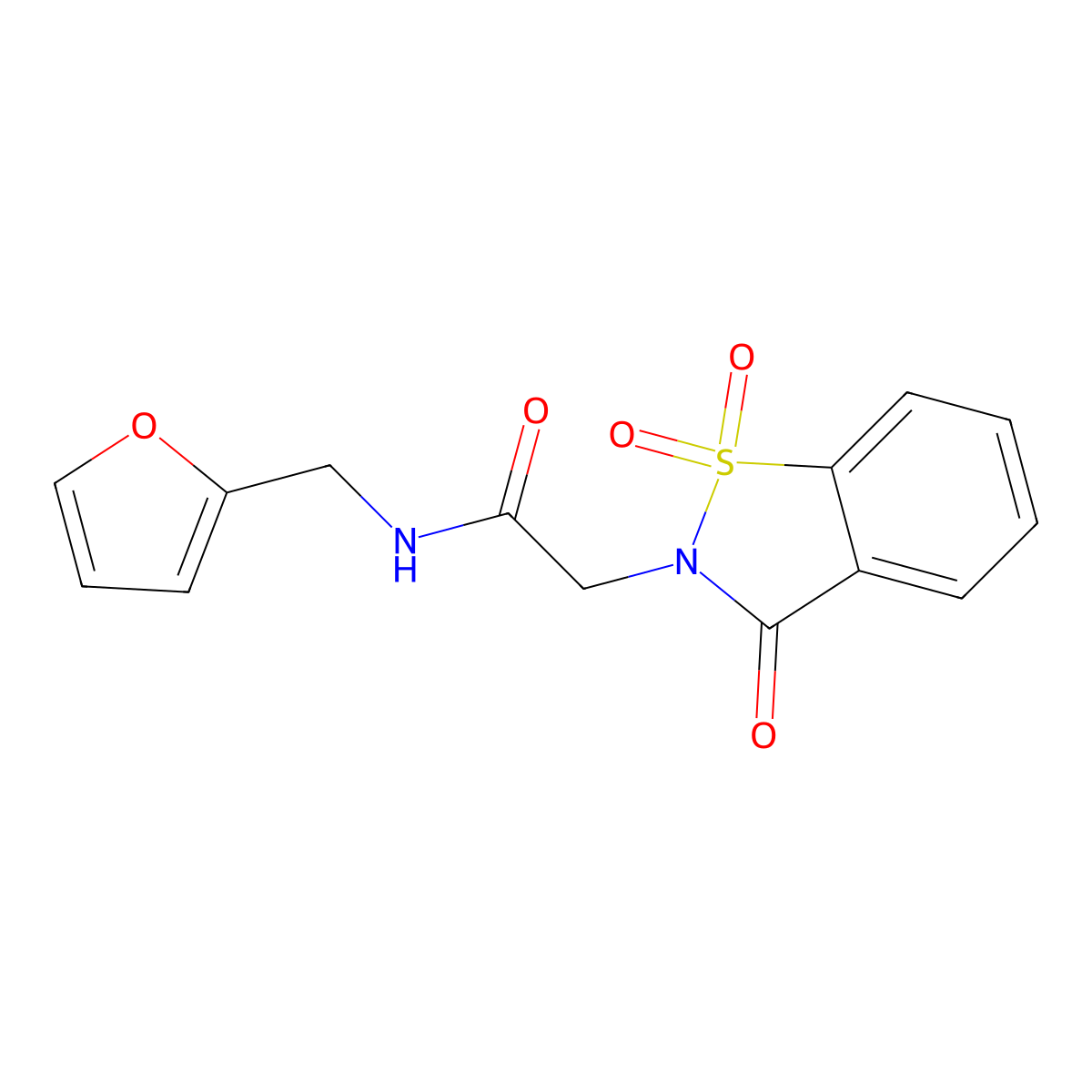 N-(furan-2-ylmethyl)-2-(1,1,3-trioxo-1,2-benzothiazol-2-yl)acetamide molecular structure, CAS 380568-70-7