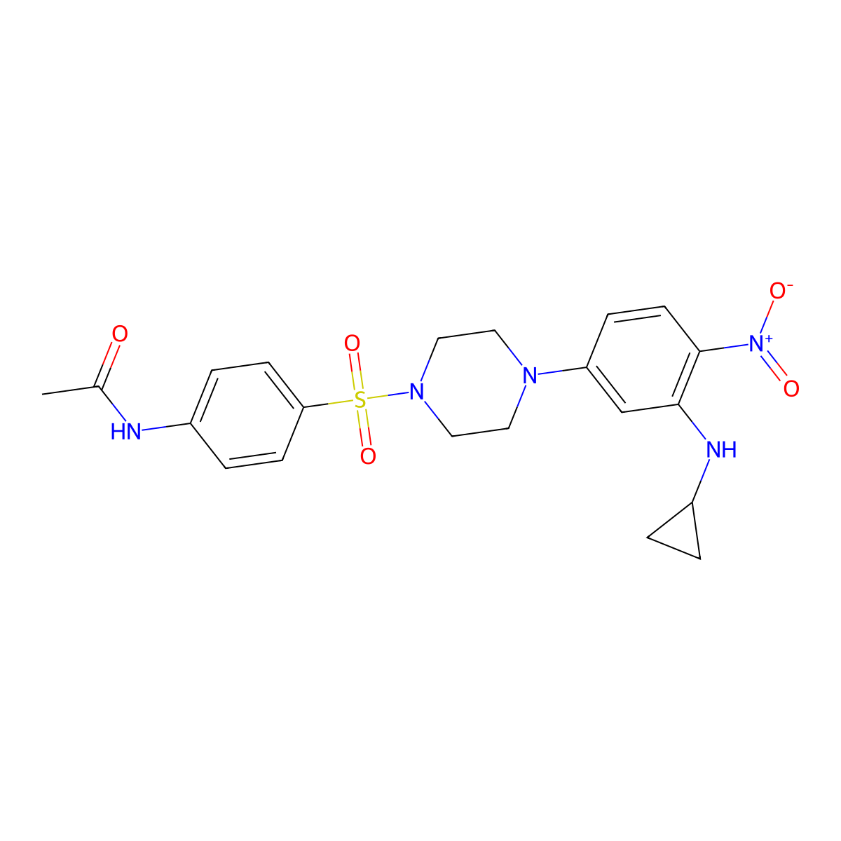N-[4-[4-[3-(cyclopropylamino)-4-nitrophenyl]piperazin-1-yl]sulfonylphenyl]acetamide molecular structure, CAS 380569-19-7