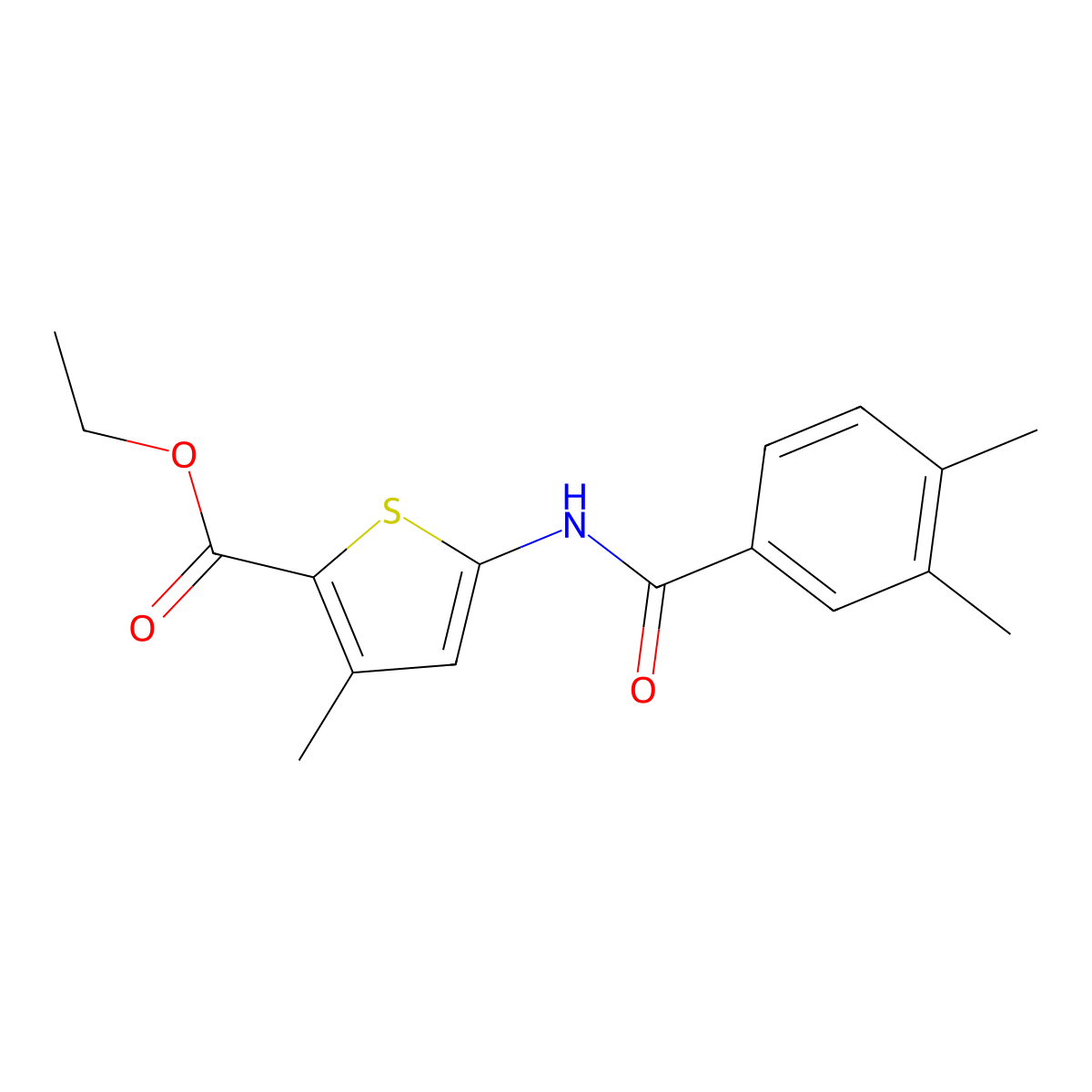 Ethyl 5-(3,4-dimethylbenzamido)-3-methylthiophene-2-carboxylate molecular structure, CAS 380569-21-1