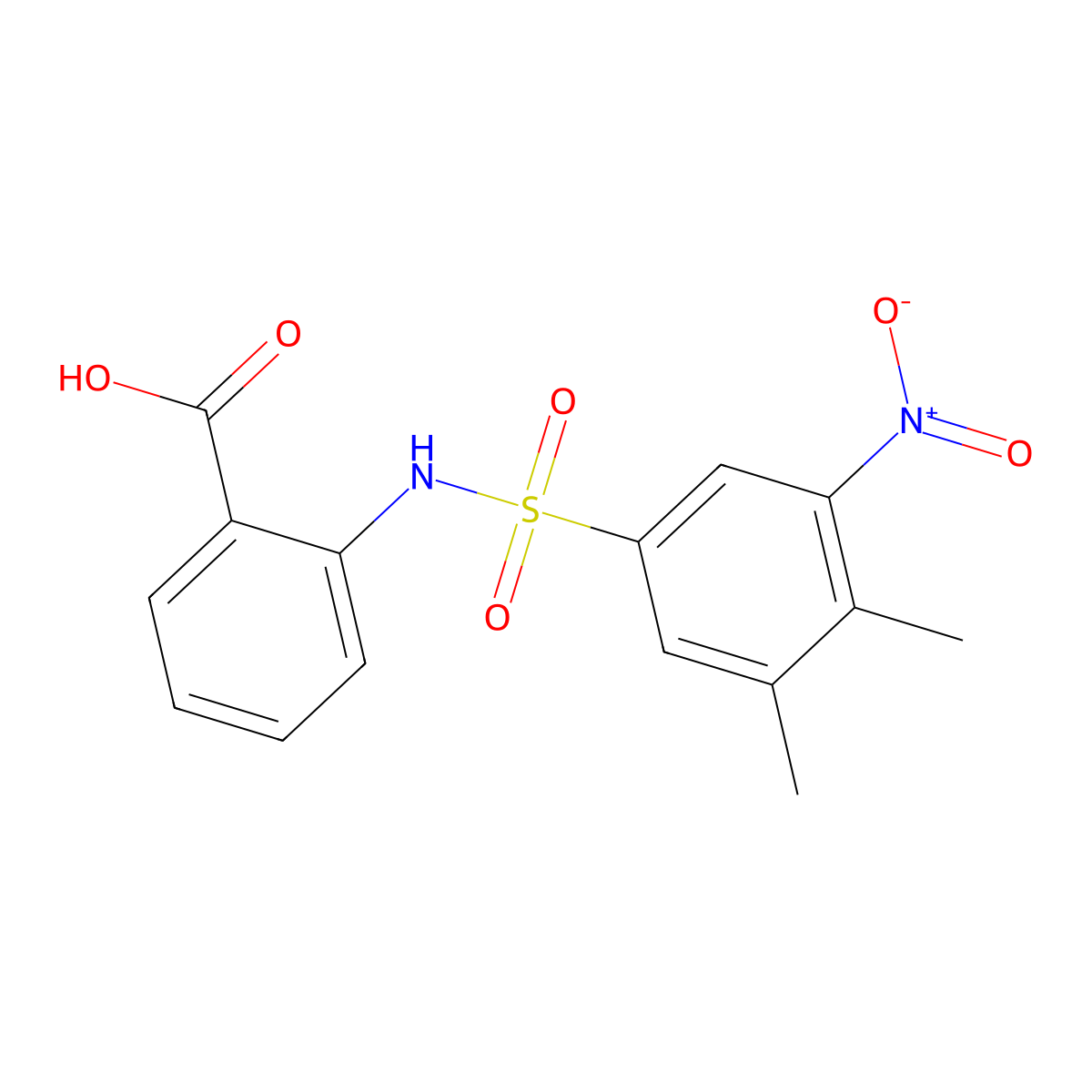 2-(3,4-Dimethyl-5-nitro-benzenesulfonylamino)-benzoic acid molecular structure, CAS 380569-47-1