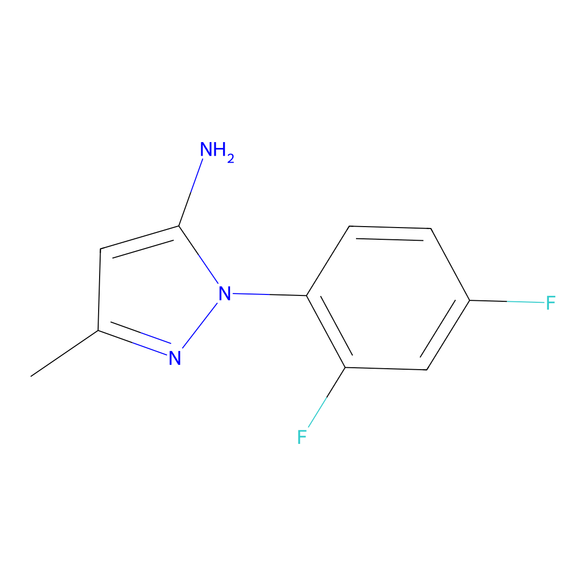 1-(2,4-difluorophenyl)-3-methyl-1H-pyrazol-5-amine molecular structure, CAS 380569-79-9