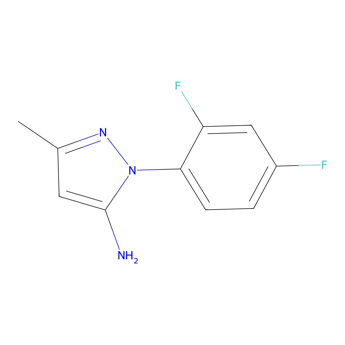 1-(2,4-difluorophenyl)-3-methyl-1H-pyrazol-5-amine molecular structure, CAS 380569-79-9