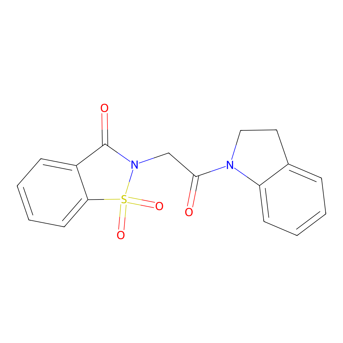 2-[2-(2,3-dihydro-1H-indol-1-yl)-2-oxoethyl]-1,2-benzisothiazol-3(2H)-one 1,1-dioxide molecular structure, CAS 380570-14-9