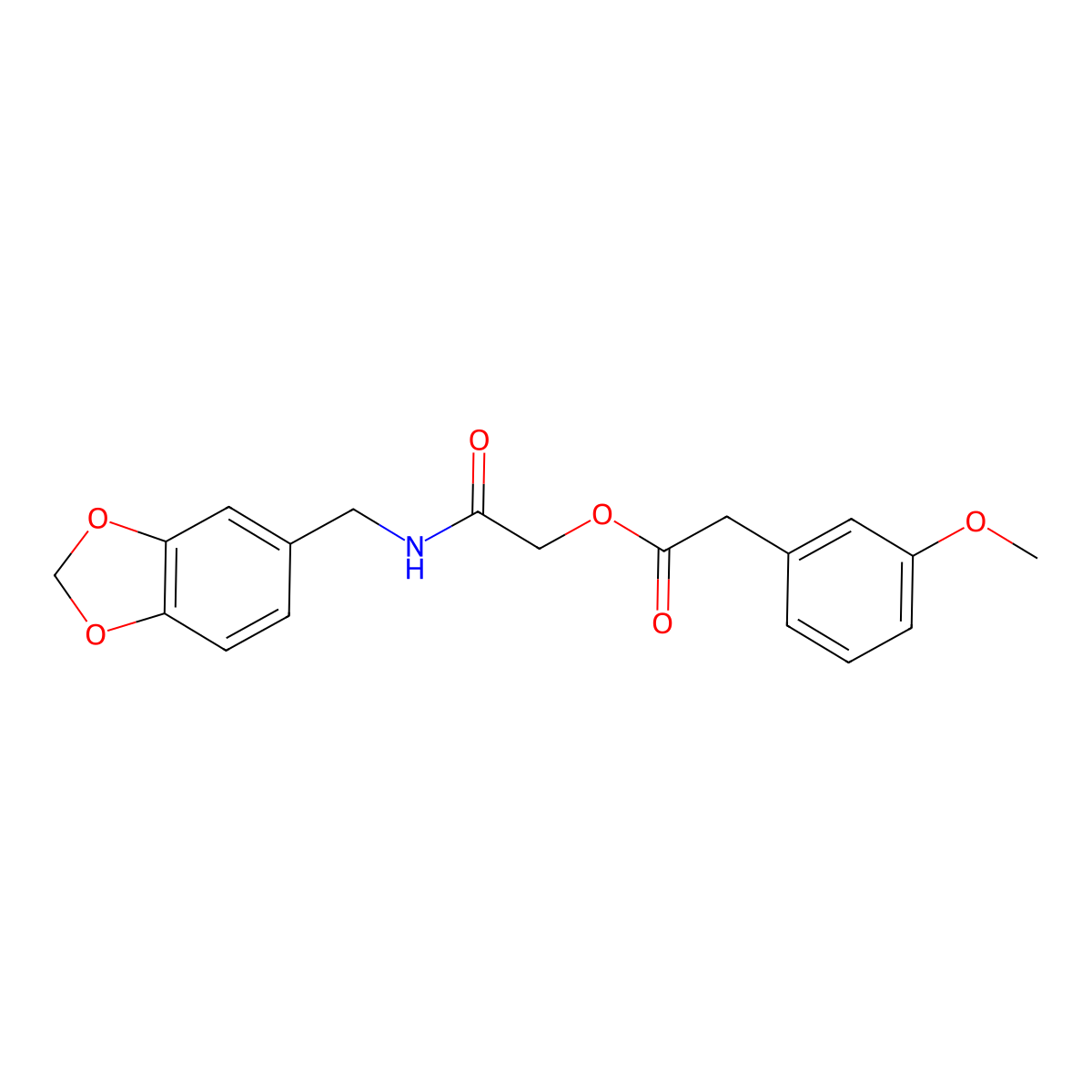 2-[(1,3-Benzodioxol-5-ylmethyl)amino]-2-oxoethyl (3-methoxyphenyl)acetate molecular structure, CAS 380570-18-3