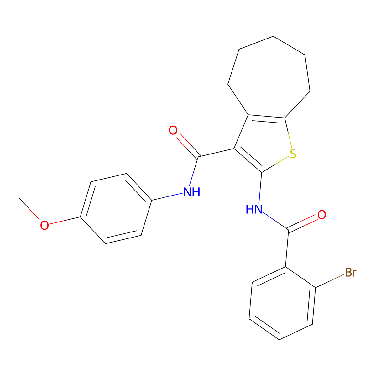 2-[(2-bromobenzoyl)amino]-N-(4-methoxyphenyl)-5,6,7,8-tetrahydro-4H-cyclohepta[b]thiophene-3-carboxamide molecular structure, CAS 380570-28-5