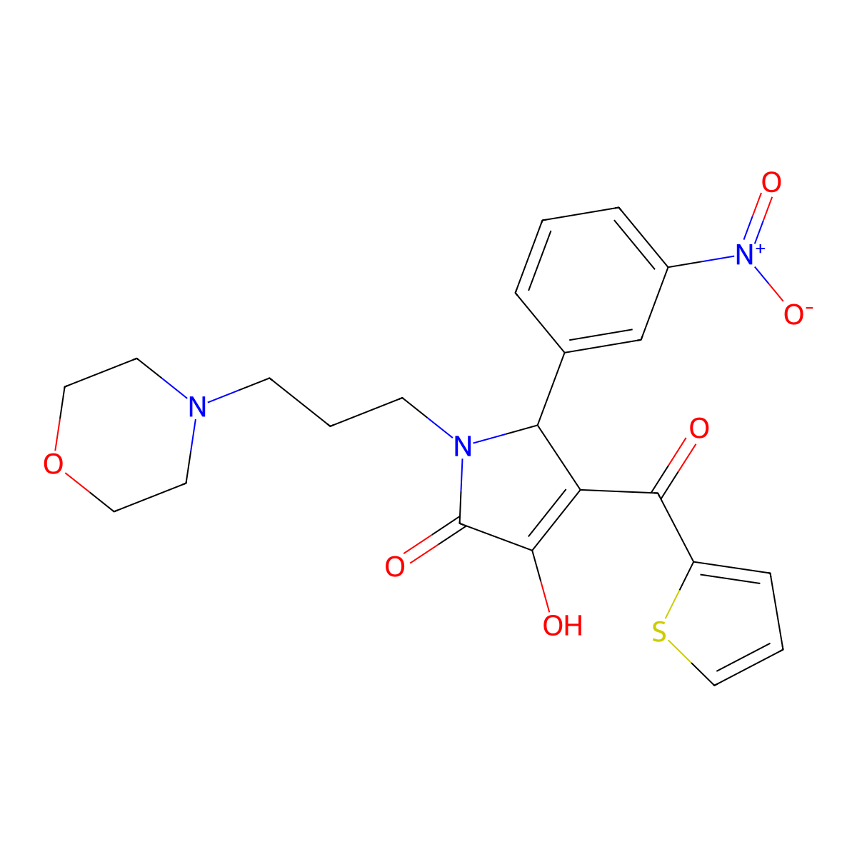 3-hydroxy-1-(3-morpholinopropyl)-5-(3-nitrophenyl)-4-(thiophene-2-carbonyl)-1H-pyrrol-2(5H)-one molecular structure, CAS 380570-55-8