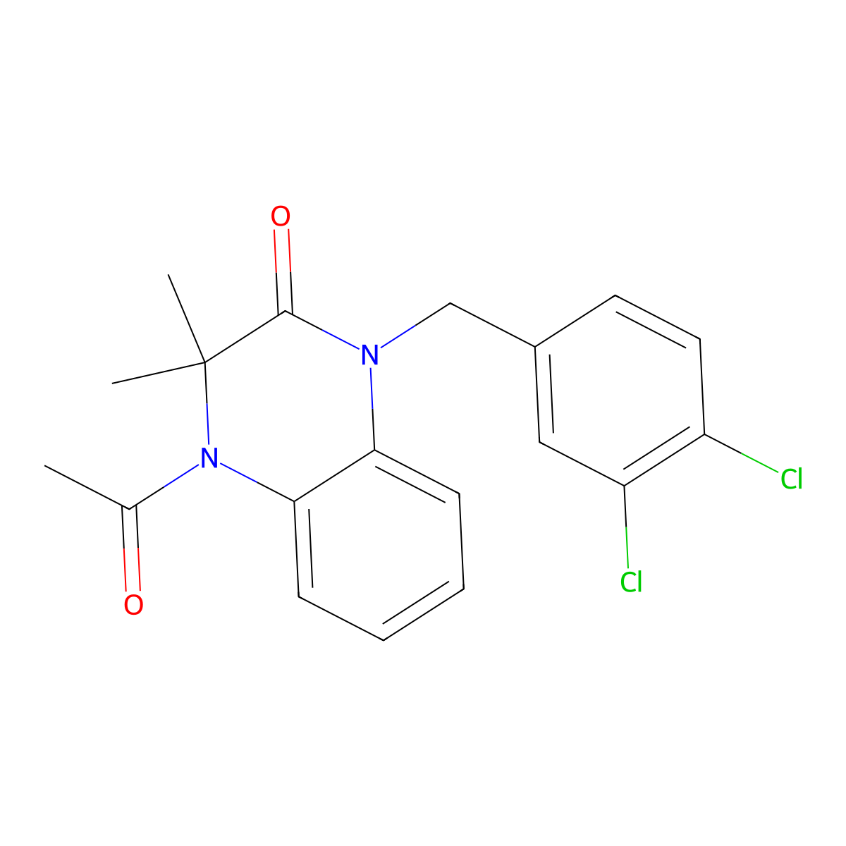 4-Acetyl-1-[(3,4-dichlorophenyl)methyl]-3,3-dimethylquinoxalin-2-one molecular structure, CAS 380570-96-7