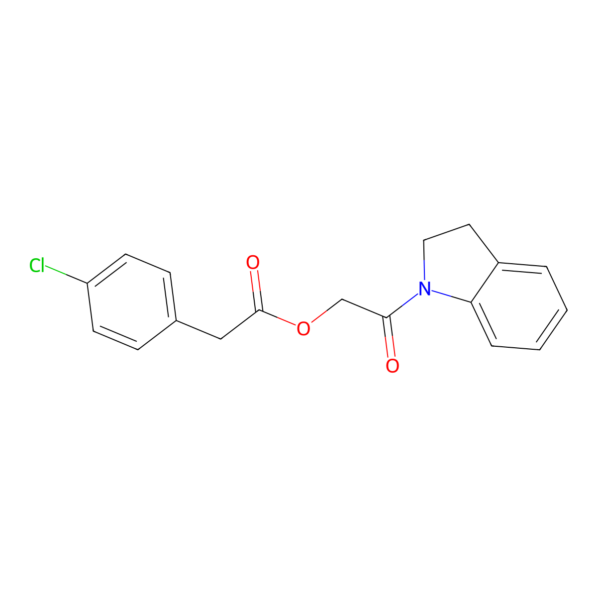 2-(2,3-dihydro-1H-indol-1-yl)-2-oxoethyl 2-(4-chlorophenyl)acetate molecular structure, CAS 380572-08-7