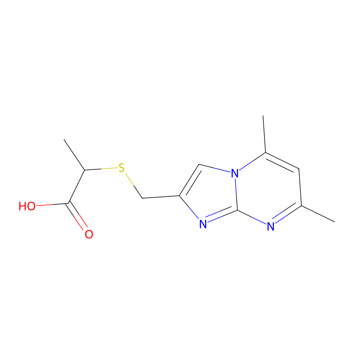 2-[({5,7-Dimethylimidazo[1,2-a]pyrimidin-2-yl}methyl)sulfanyl]propanoic acid molecular structure, CAS 380572-61-2