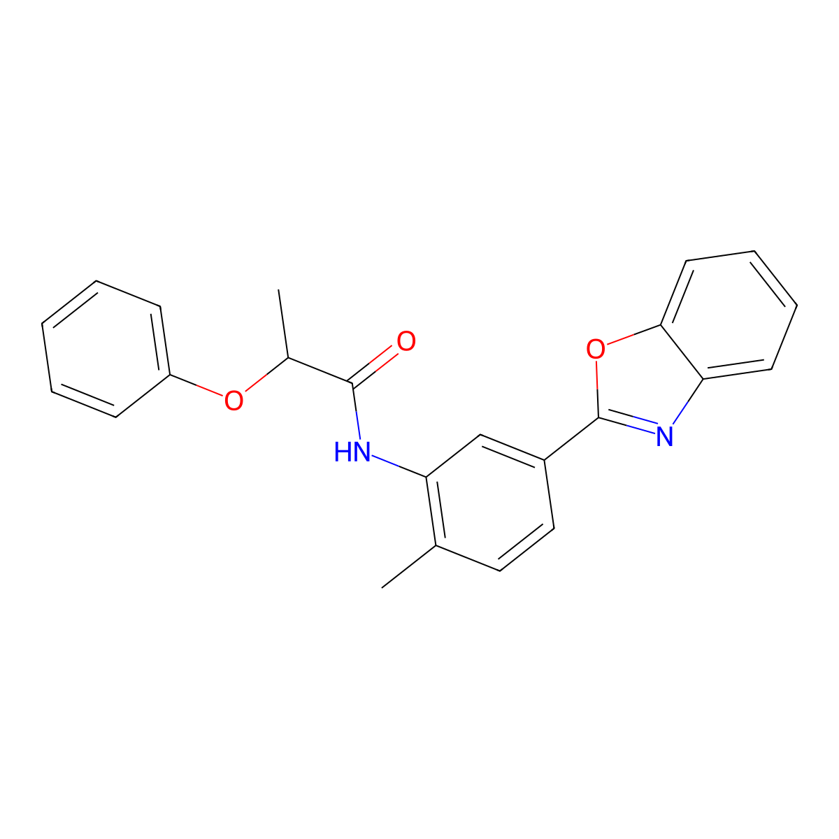 N-[5-(1,3-benzoxazol-2-yl)-2-methylphenyl]-2-phenoxypropanamide molecular structure, CAS 380573-80-8