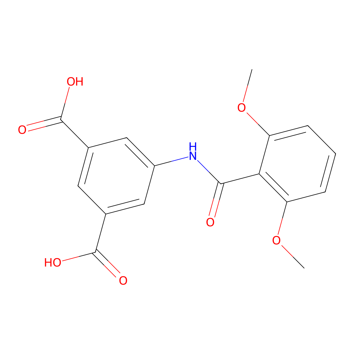 5-{[(2,6-Dimethoxyphenyl)carbonyl]amino}benzene-1,3-dicarboxylic acid molecular structure, CAS 380573-89-7
