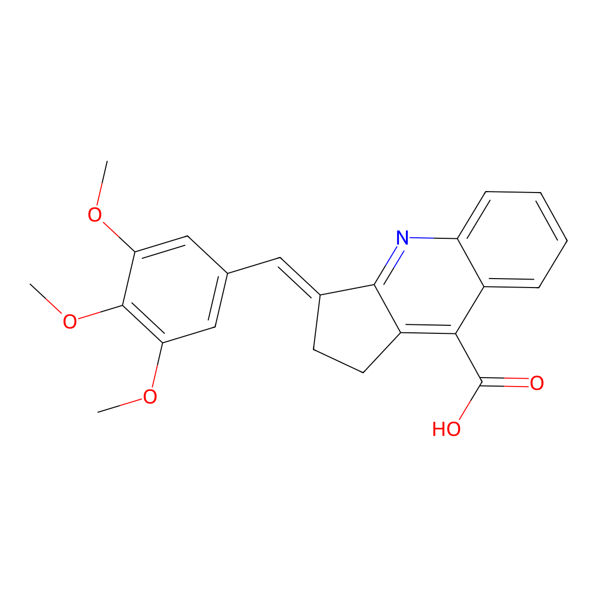 3-[(3,4,5-trimethoxyphenyl)methylidene]-1H,2H,3H-cyclopenta[b]quinoline-9-carboxylic acid molecular structure, CAS 380574-32-3