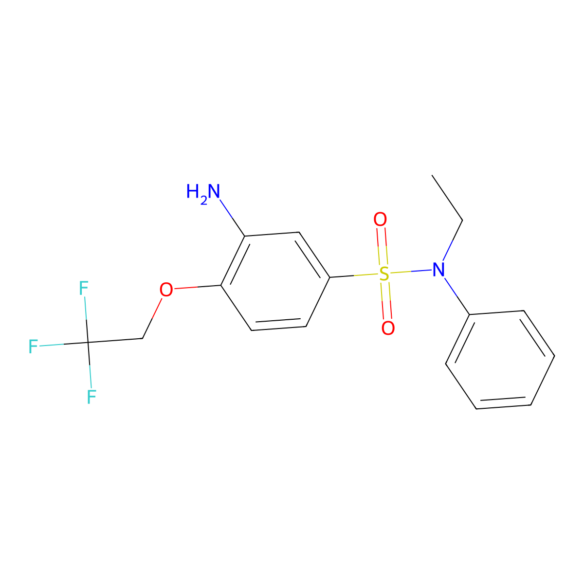 3-amino-N-ethyl-N-phenyl-4-(2,2,2-trifluoroethoxy)benzene-1-sulfonamide molecular structure, CAS 380575-05-3