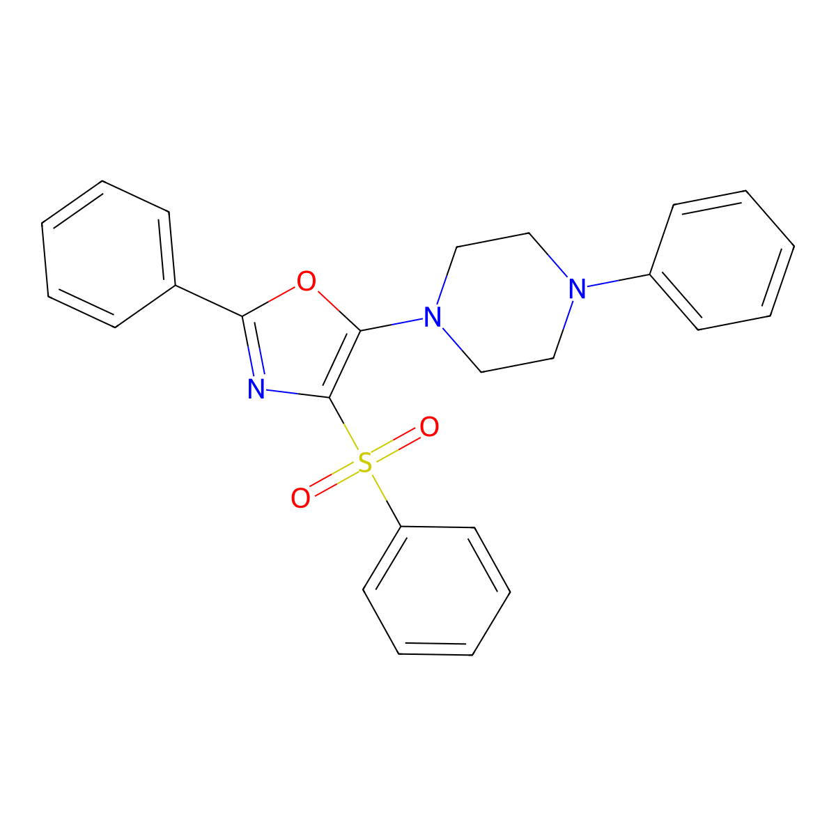 1-[4-(Benzenesulfonyl)-2-phenyl-1,3-oxazol-5-yl]-4-phenylpiperazine molecular structure, CAS 380575-28-0