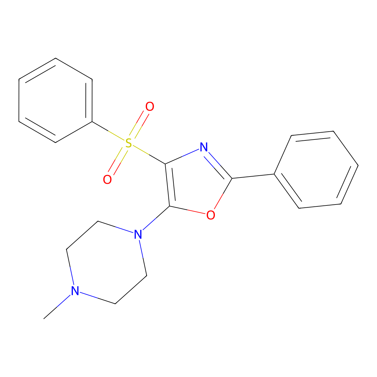 4-(Benzenesulfonyl)-5-(4-methylpiperazin-1-yl)-2-phenyl-1,3-oxazole molecular structure, CAS 380575-58-6
