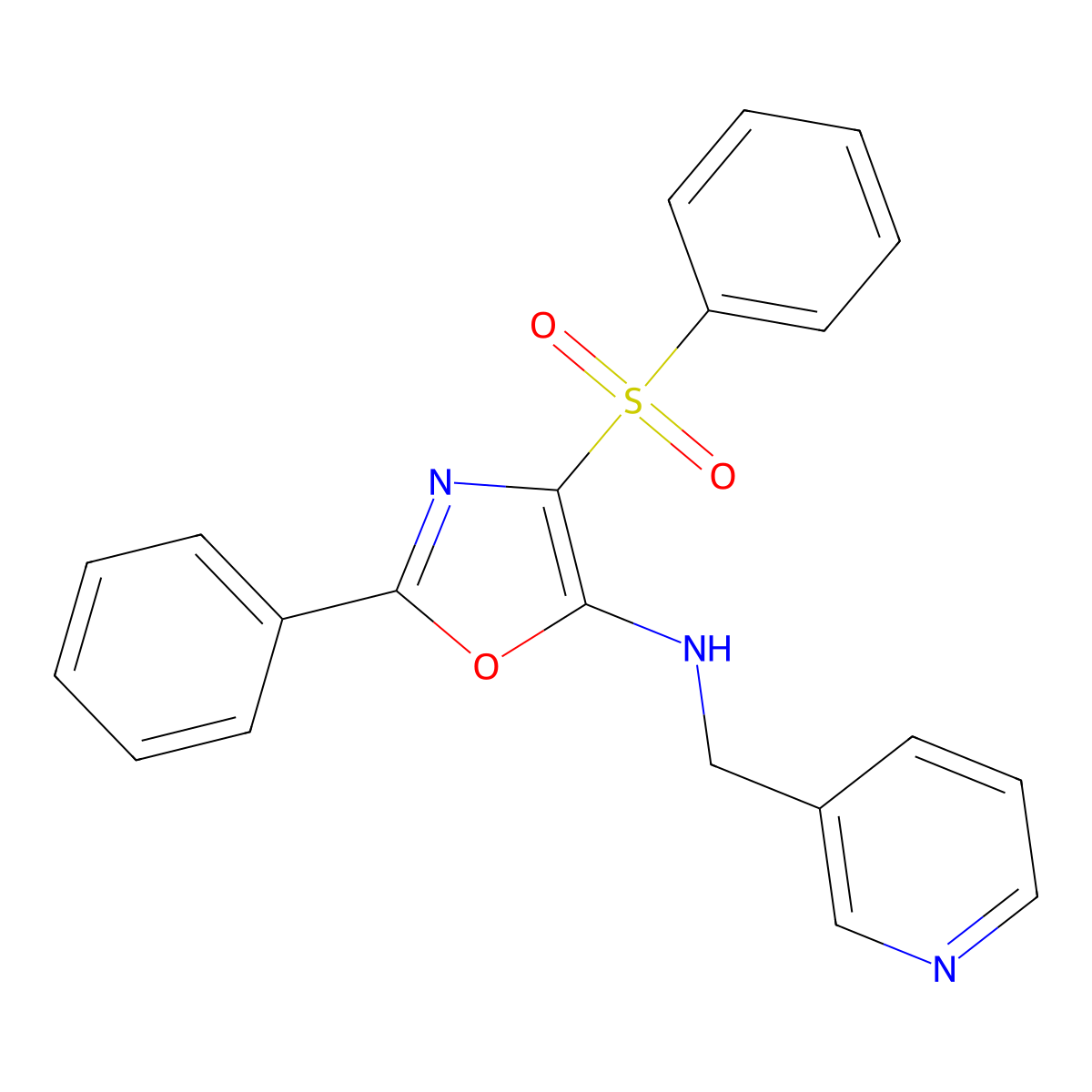 2-phenyl-4-(phenylsulfonyl)-N-(pyridin-3-ylmethyl)-1,3-oxazol-5-amine molecular structure, CAS 380575-74-6
